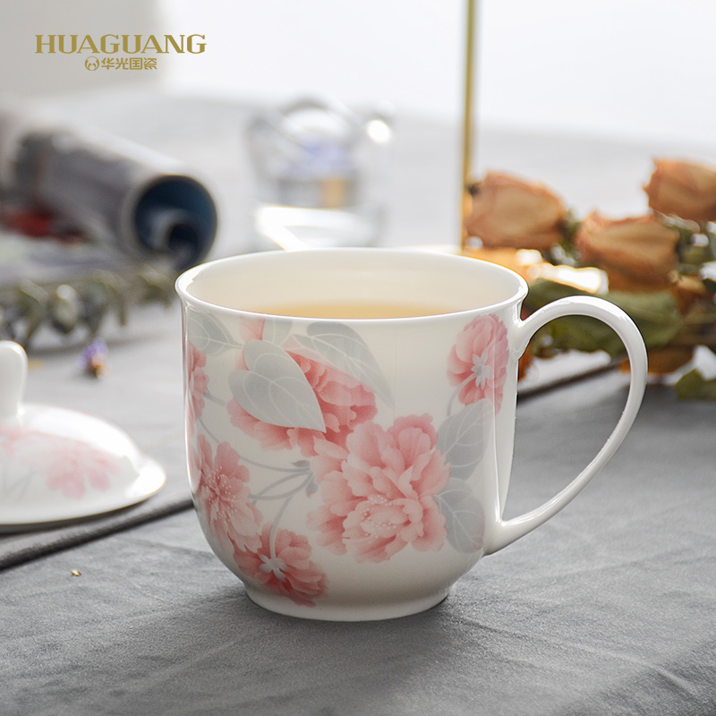 Romantic dawn ceramic cup with cover office meeting cups porcelain cup cup lid cup by hand