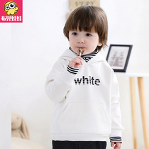 Boy plus velvet sweater 2021 Spring and Autumn new girls clothing baby childrens hooded thick warm coat baby tide