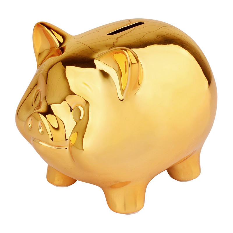 Wine accessories furnishing articles piggy bank ceramic little golden pig can save the children room living room desk decorations