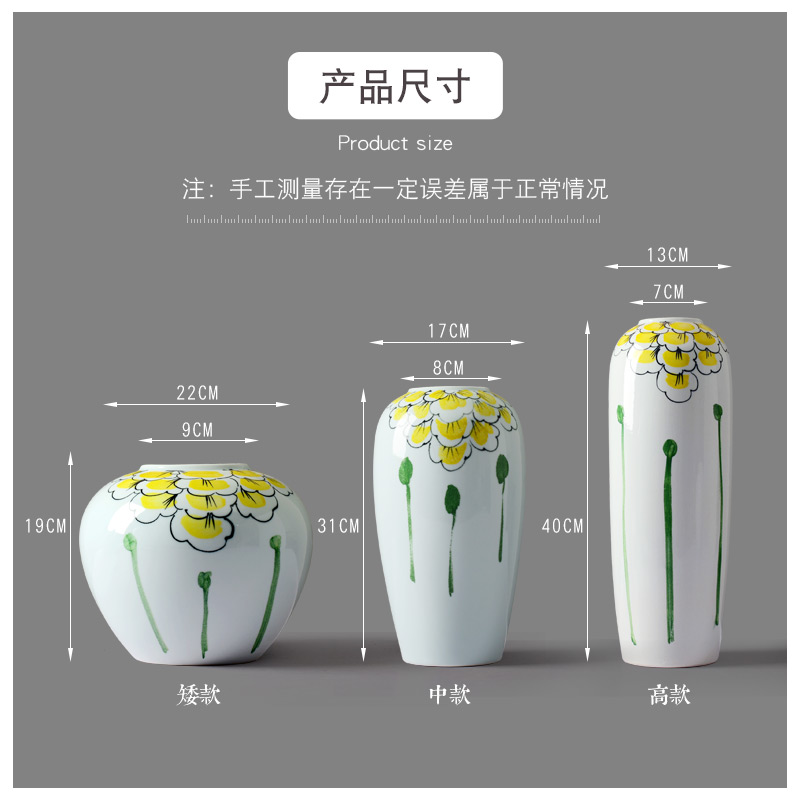 Jingdezhen ceramic vase hand - made furnishing articles of modern Chinese style living room TV cabinet lucky bamboo dried flowers home decoration