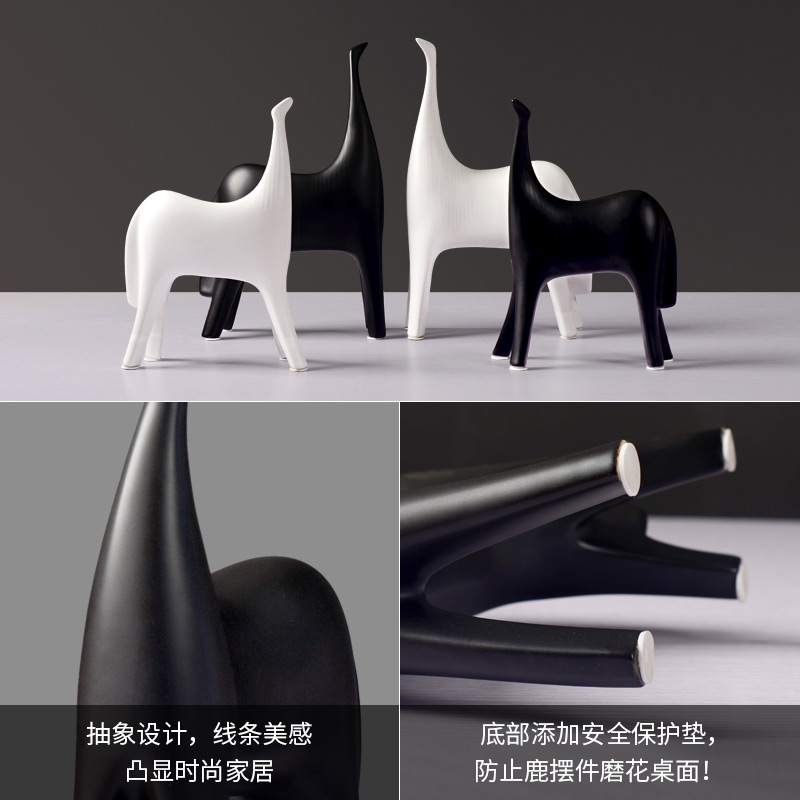 I and contracted, black and white ceramic horse furnishing articles creative home sitting room of TV ark, wine porch is decorated horses furnishing articles