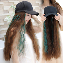 Hat wig One piece female summer long curls fashion simulation wool roll fluffy natural water ripple Curls