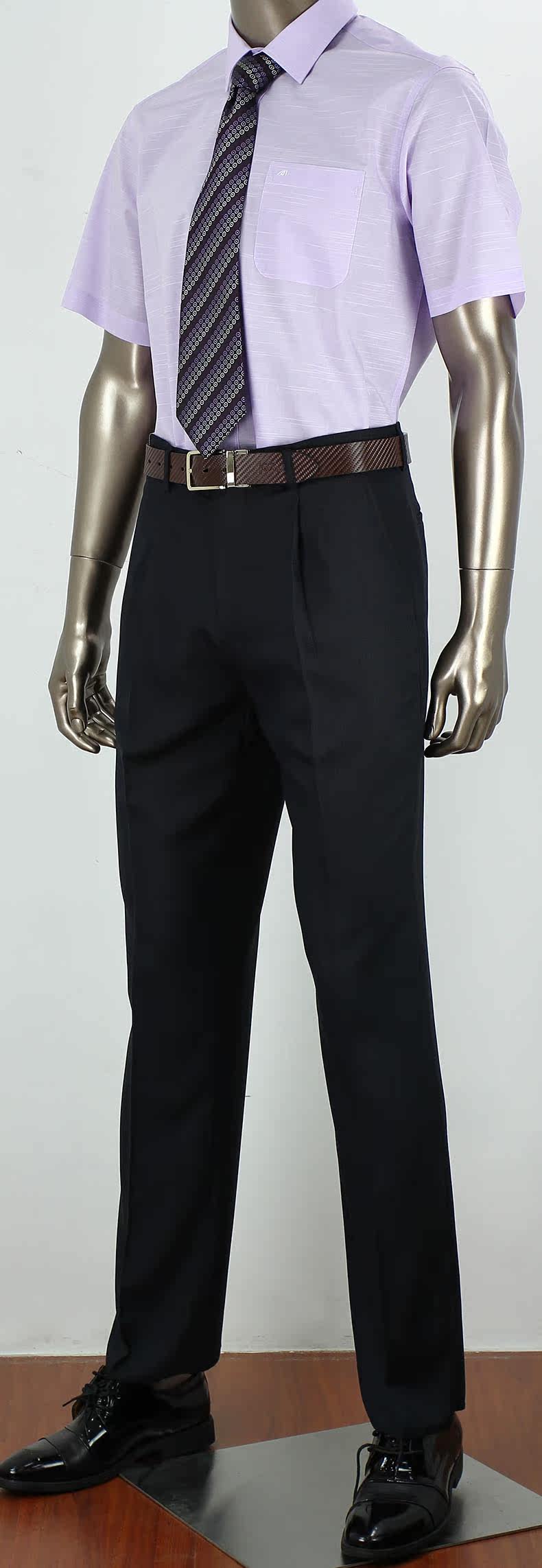 金纺夏季男士西裤薄款深蓝色中年宽松裤子单褶商务正装直筒免烫