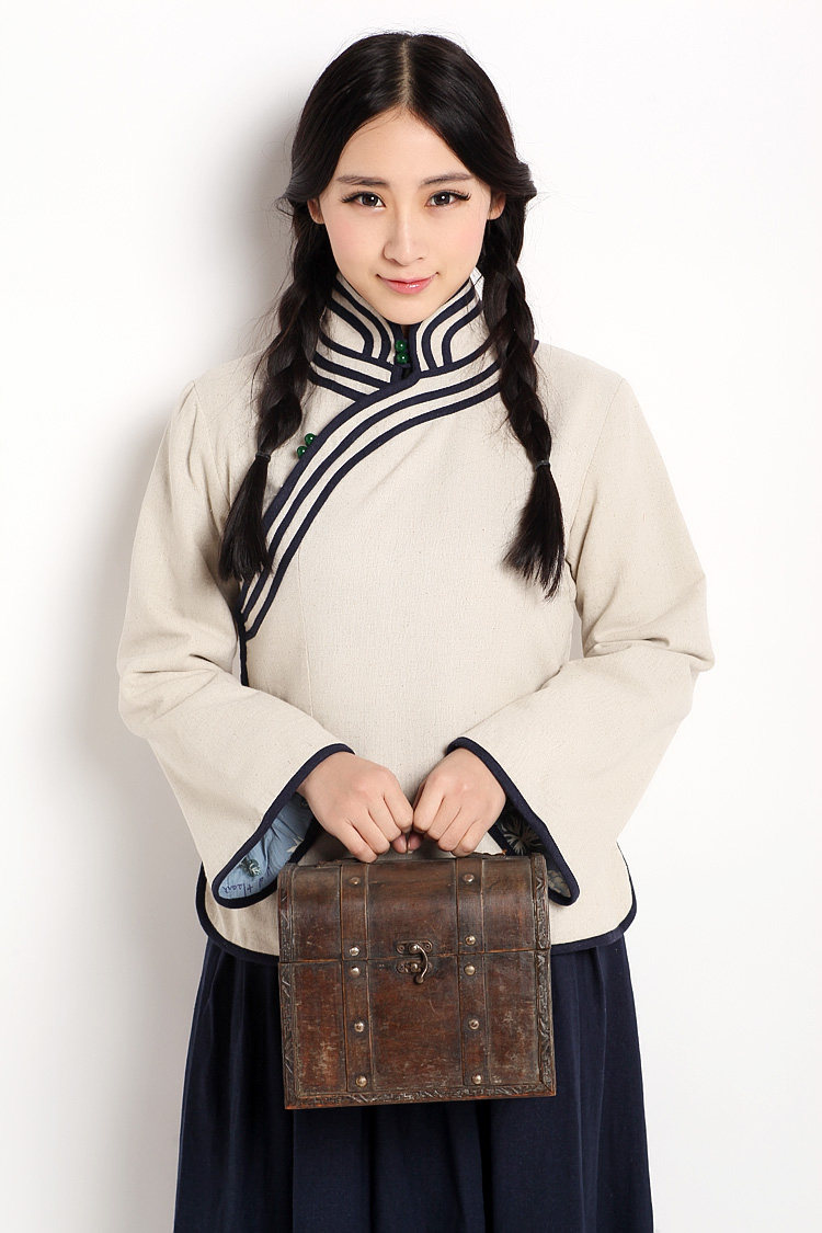 中式女装冬装外套汉服立领长袖棉麻上衣民国风盘扣棉服棉袄茶人服