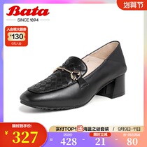 Bata LOX shoes womens singlebrand 2021 spring shopping mall new small fragrant wind real sheepskin shoes 31689AA1