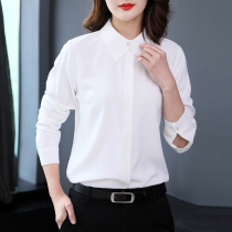 Professional white shirt long sleeve 2021 Autumn New Korean version design sense niche foreign style black chiffon shirt