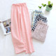 Spring and summer pure cotton gauze thin loose large size couple plaid pajama pants trousers men and women home pants Japanese casual