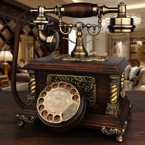 Antique telephone European style retro solid wood antique fashion creative landline old turntable phone wireless card