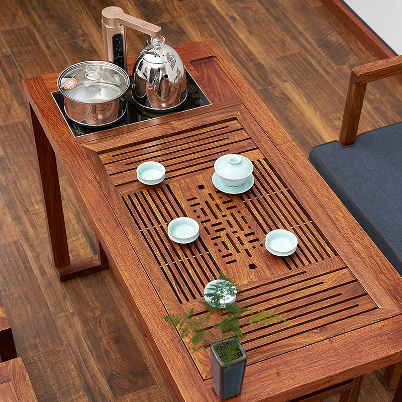 Han solid wood tea tray tea set suits for Chinese tea tables and chairs combination small black rosewood tea sets of kung fu tea table