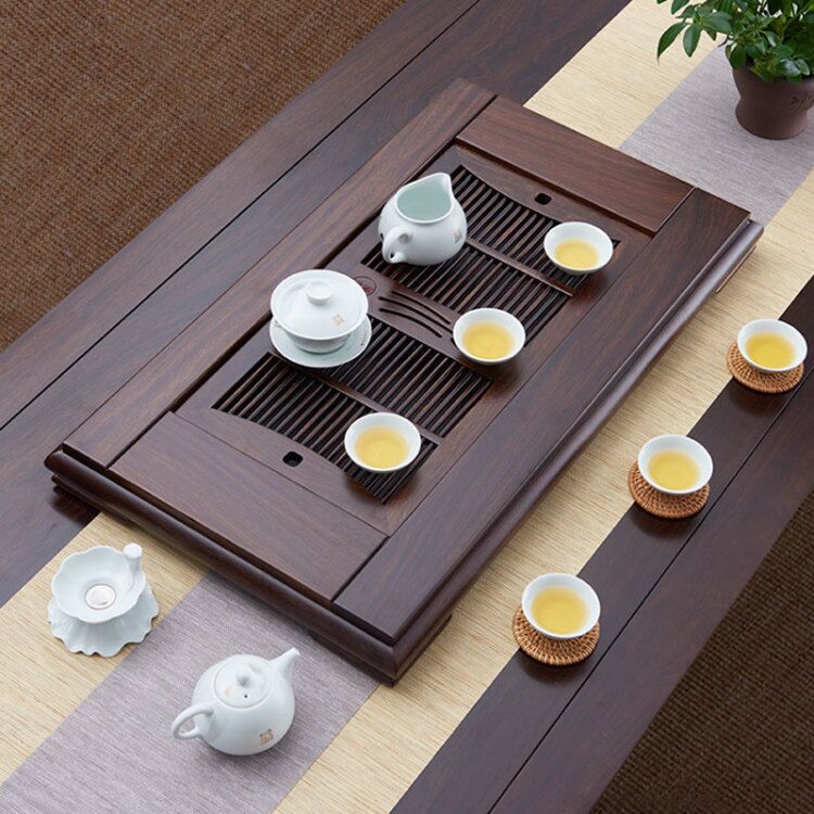 Han and tang dynasties large household contracted sitting room ground drainage type solid wood tea table embedded kung fu tea saucer wood