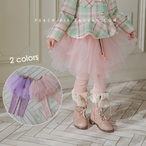 Clear cabin spot {Peach pie} South Korean childrens clothing 2020 Winter girl cute princess fluffy dress pants 111
