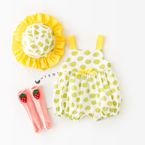Newborn baby clothes baby summer suit summer thin strap suspenders one-piece bag fart watermelon female Princess