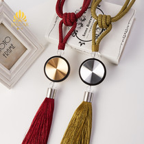 Modern minimalist flow Su hanging ball tying rope light lavish curtain buckle New pint pure hand woven straps decorated with long hanging ears