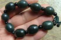 (processed goods --- no bargaining) Qinghai jade (secondary green jade) - drum-shaped bracelet-3#