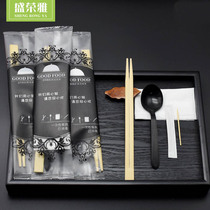 Shengrongya disposable chopsticks four-piece takeaway tableware fast food spoon sanitary twin chopsticks four-in-one bamboo chopsticks wholesale