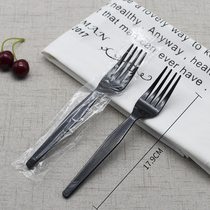 Sheng Rongya individually packaged disposable fork large thick plastic spoon long handle black rice spoon fruit fork spoon