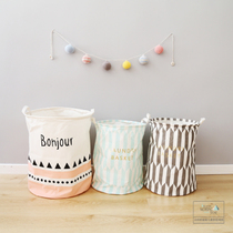 Home Containing Barrel Nordic Cotton Linen Containing Basket Folded Handle Debris Toy Storage Hamper Waterproof Dirty-Clothes