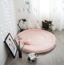 Ground Mat Nordic Home Suede Ball Pure Cotton Round Solid Wrap Side Thickened Children Crawl Mat Game Blanket Washable Ins