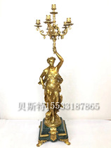 Wax candle table European-style pure copper retro table lamp old candle light desk Home Soft decoration Decorative Wax Table