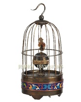 Classical machinery Pure copper cage watch Tai blue fun Ancient bird cage European Western playing clock