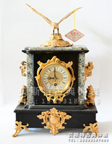 Mechanical cast copper marble table clock) old-fashioned imitation vintage winding table clock) European home decoration) Model room decoration