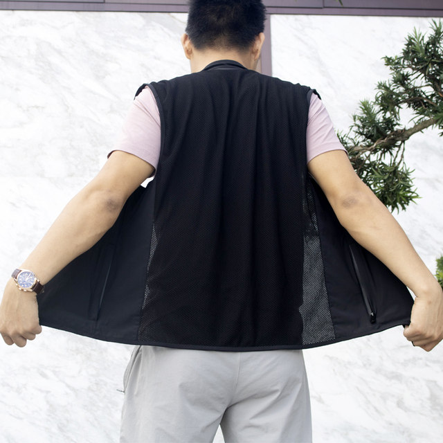 2024 Summer Men's Casual Stand Collar Spliced ​​Vest Men's Thin Vest Youth Sleeveless Vest Men's Vest