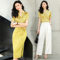 Short Sleeve Shirt pants Women summer professional light suit dress fashion temperament goddess fan office overalls