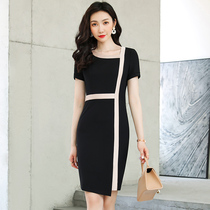 Professional dress summer New ol temperament fashion thin high-end waist dress skirt tooling front desk work