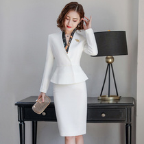 High-end professional womens suit 2021 spring and Autumn temperament suit beauty salon skirt white suit interview work suit women
