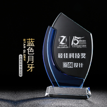 Crystal Trophy medals customized new backgammon creative trophies Blue competition Company unit awards prizes