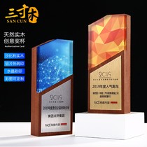 New solid wood Trophy medals creative wooden trophies customized company unit annual awards event competition