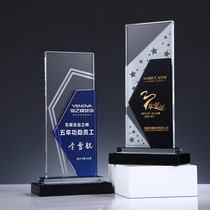 Crystal trophy custom-made lettering color creative medal authorization brand five-pointed star Company Annual Award prize