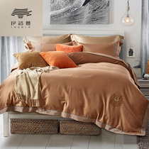 Yishiman five-star hotel bedding four-piece cotton pure cotton 60 simple solid color 1 8m bed double