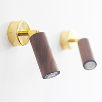 Nordic wood gilded color light luxury small wall lamp Solid wood simple bedside reading lamp Modern design wall lamp Bed and breakfast lamp