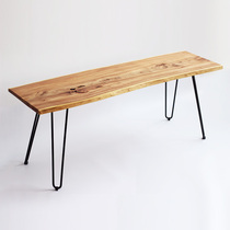(Stool) log coffee table with the shape bench natural side solid wood veneer long elm wood shoe stool porch bench
