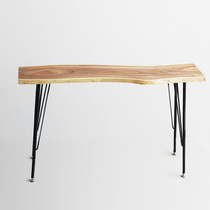 (String table) solid wood large board table ash wood with shape natural side desk bar table Tea long case