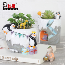 zakka multimeat flower pot idea cute cartoon penguin personality animal plant floral decoration potted pendulum pieces