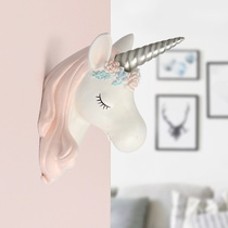 Unicorn wall-mounted creative teenage girls room decoration ins home bedroom wall decorated with animal head wall decoration