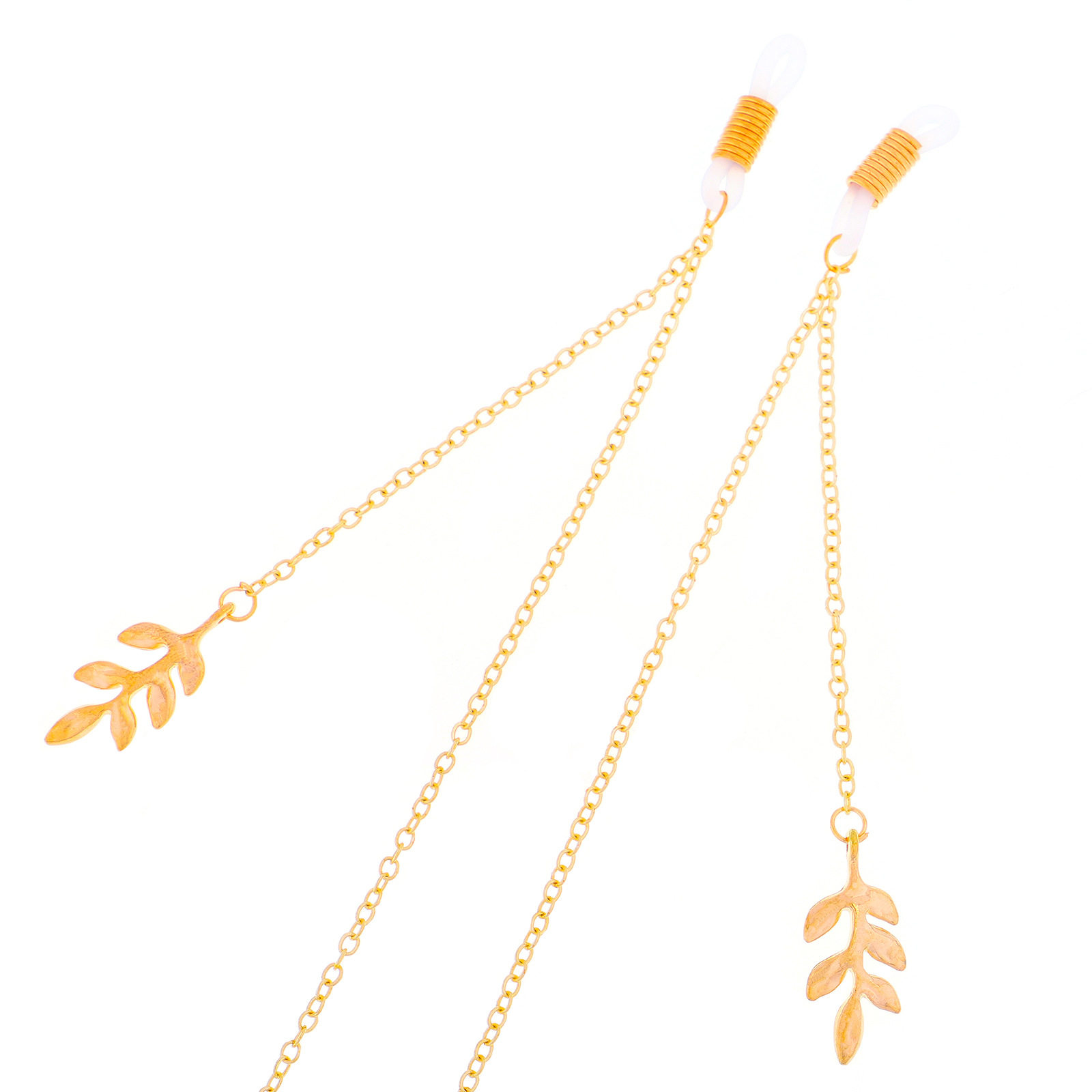 防滑 流行 金属眼镜绳 金色 树叶 吊坠 眼镜链 时尚饰件 网红同款