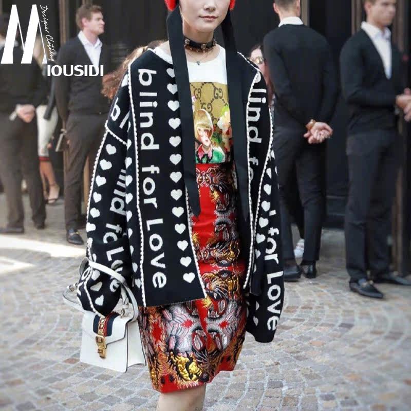 18新款李宇春同款毛衣blindforlove提花开衫宽松加厚针织衫_不打折