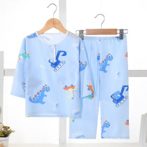 Children Cotton Silk Sleeping Clothing Thin summer Miansilk boy girl baby Long sleeve cool suit kid air conditioning suit