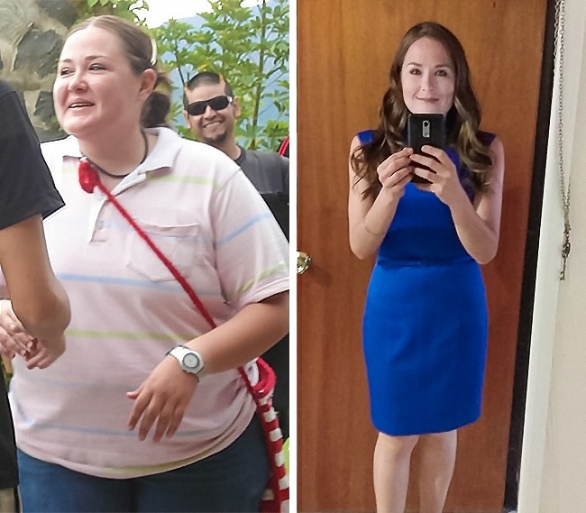 这个妹子在一年半的时间里减掉了61kg,并至今保持了3年之久.