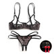 French style see-through underwear women's hollow chest support steel support sexy temptation lace push-up bra set