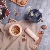 Household garlic hammer garlic mashing machine wood garlic hammer stone garlic mortar stick stone hammer broken ceramic grinding Rod spatter cover