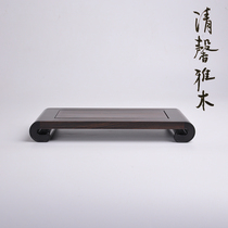 Mahogany purple sandalwood Jade Qishi flower Road Bronze Wine bottle Ruyi miniature potted cultural room decoration base solid wood bracket