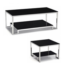 Simple and modern office coffee table Seating area Tea drinking meeting boss small apartment Qiaodan double stainless steel glass