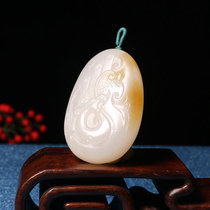 Jade carving collection Su Gong Shi Li Pai Hetian jade bracelet ring Blue and white seed material minced sugar white jade