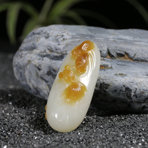 Shi Lipai Hetian Jade Live Studio No 1 Xinjiang Sugar white Liannian fish master carved sheep fat white jade
