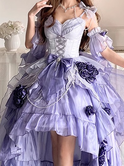 迷雾紫前短后长单裙子【 swan Mirage Short front and long back Full payment make an appointment 】 Meow fruit Sensen original # swan Mirage # Fairy skirt