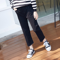 Girls jeans foreign style 2021 Spring and Autumn New Korean version of children Joker casual pants black loose straight pants